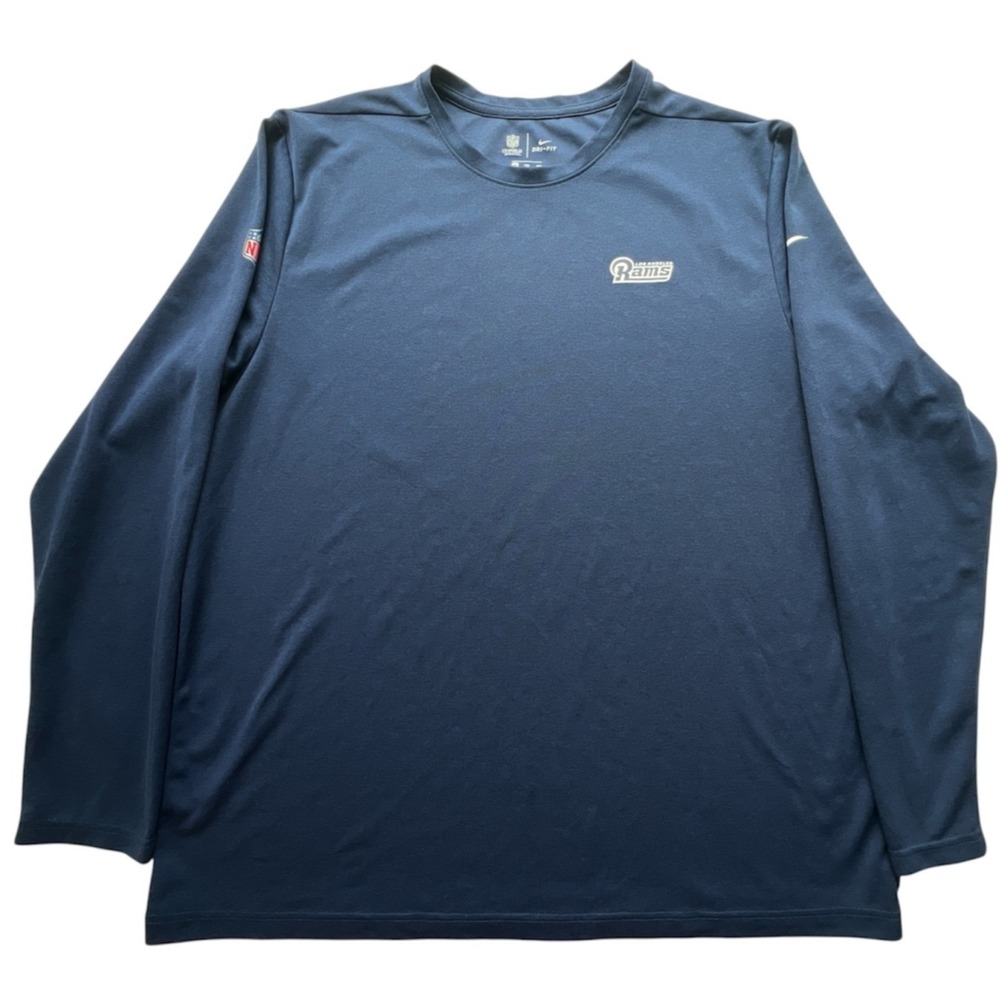 Nike LA Rams NFL On Field Dri-FIT Long Sleeve Shirt Mens XXL Navy Blue Football